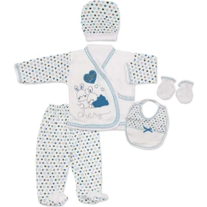 Baby Kids Colors Tavşanlı Yenidoğan Bebek 5 Li Hastane Çıkış Seti K1399