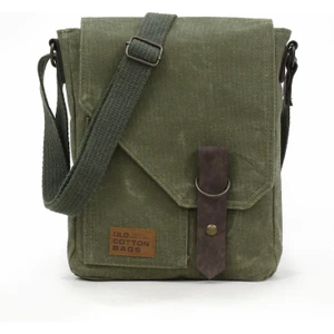 Old Cotton Cargo 7059 S Pretty Haki Yeşil Suya Dayanıklı Kumaş Omuz Postacı Mini Laptop Çantası