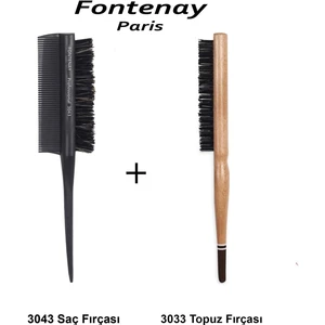 Profesyonel 3043 Topuz Fırçası Krepe Şiş Tarak 3ın1 ve 3033 Topuz Fırçası 2'li Fırça Seti 3