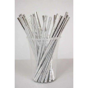 Kağıt Pipet Gümüş 25"li