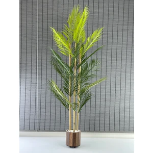 Yapay Çiçek Areka Ağacı Palmiye Ağacı Bambu Gövdeli Ahşap Saksılı 18 Yaprak 125 cm