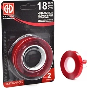 B.H.D TOOLS Çift Taraflı Akrilik Silikon Bant 18MMX2M