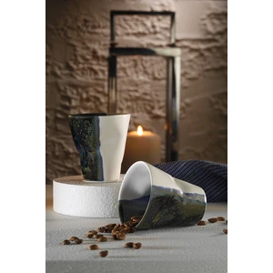 Kütahya Porselen Crash 2 Kişilik Espresso Kahve Seti Krem/Mavi