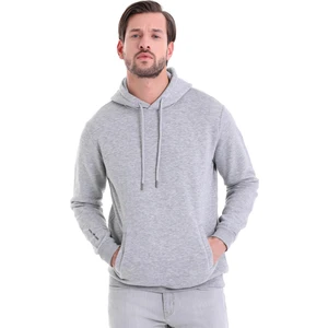 Gri Regular Fit Düz Kanguru Cep Kapüşonlu Sweatshirt