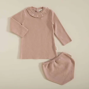 Triko Elbise Set Pembe