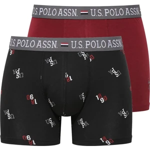 U.S. Polo Assn. Erkek Modal Bordo - Siyah Baskılı 2'li Boxer 80487