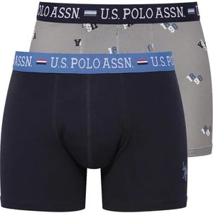 U.S. Polo Assn. Erkek Modal Gri Baskılı - Lacivert 2'li Boxer 80487