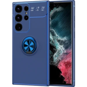 Case 4U Samsung Galaxy S23 Ultra Uyumlu Kılıf Autofocus Shockprof Ravel Yüzüklü Standlı Slikon Kapak Lacivert