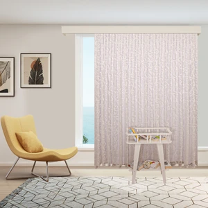 Şal Desen Beyaz Örme Kırışmayan Pilesiz Tül Perde