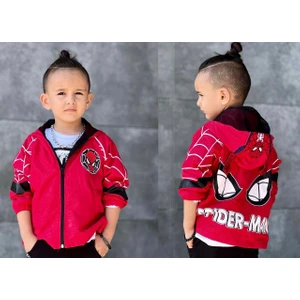Yağmurluk Erkek Çocuk Sırtı Spiderman Baskılı ve Kapüşonlu10