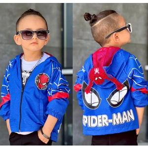 Yağmurluk Erkek Çocuk Sırtı Spiderman Baskılı ve Kapüşonlu10