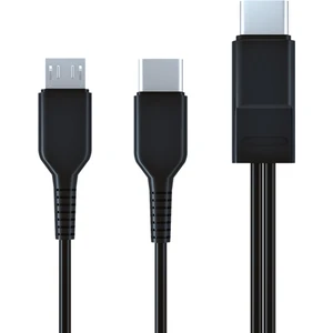 2'si 1 Arada Mikro USB C Kablo Mobilephone Şarj Cihazı Ayrıştırıcı Tel - Siyah (Yurt Dışından)