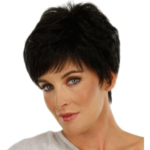 Guangdong Spirit Moda Sentetik Doğal Olarak Gerçekçi Siyah Kısa Düz Saç Kadın Perukları (Yurt Dışından)