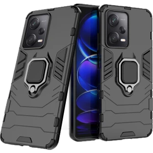 Xiaomi Redmi Note 12 Pro (Global) Batman Serisi Yüzük Standlı Armor Kılıf - Siyah AL3349