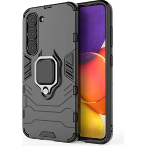 Samsung Galaxy S23 Batman Serisi Yüzük Standlı Armor Kılıf - Siyah AL3349