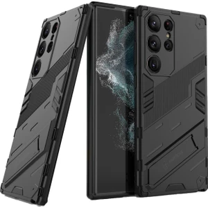 Samsung Galaxy S23 Ultra Matrix Serisi Armor Standlı Perfect Koruma Kılıf -Siyah AL3416