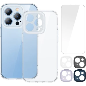Illusion Series iPhone 14 Pro Silikon Kılıf +Tempered Ekran Koruyucu +4x Kamera Koruyucu Set