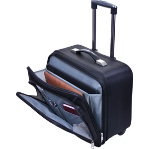 Çekçekli Lüx Büyük Boy Kasalı Siyah Pilot, Evrak, Laptop, Notebook Çantası