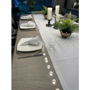 Decamor Home Gümüş Simli Beyaz Dertsiz Uzun Runner