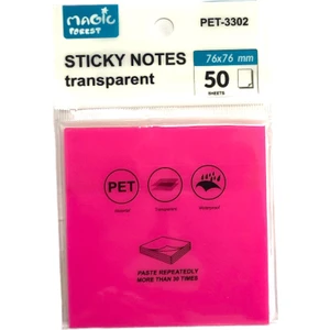 Sticky Notes Şeffaf Post-It 76X76 - 50 Yaprak – Neon Pembe