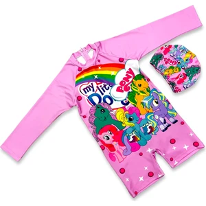 Lolli Boom Kids  Sevimli Karakterler Güneş Koruyucu Uzun Kol Hipster Model Fermuarlı Mayo Bone Hediyeli10