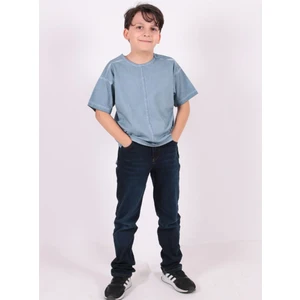 Thecatu  Çocuk Regular Fit Kısa Kol Açık Mavi T-Shirt 3011Ç