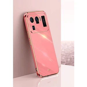 M.TK Moveteck Xiaomi Mi 11 Ultra Uyumlu Kılıf Kamera Korumalı Parlak Gold Kenarlı Yumuşak Silikon Kapak Altın Işlemeli Tarz Silikon