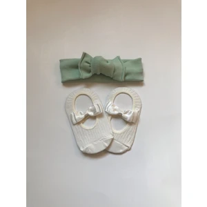 Nis Butik Bebek Set,bandana Babet Çorap Takım Set