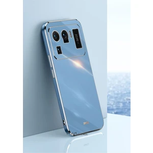 M.TK Moveteck Xiaomi Mi 11 Ultra Uyumlu Kılıf Kamera Korumalı Parlak Gold Kenarlı Yumuşak Silikon Kapak Altın Işlemeli Tarz Silikon