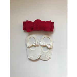 Nis Butik Bebek Set,bandana Babet Çorap Takım Set