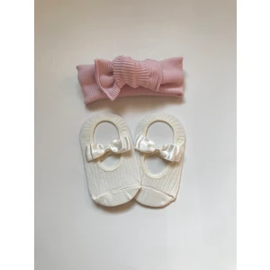 Nis Butik Bebek Set,bandana Babet Çorap Takım Set