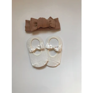 Nis Butik Bebek Set,bandana Babet Çorap Takım Set