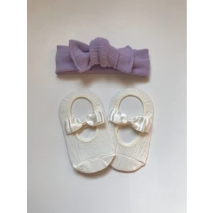 Nis Butik Bebek Set,bandana Babet Çorap Takım Set
