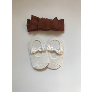 Nis Butik Bebek Set,bandana Babet Çorap Takım Set