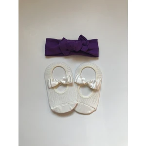 Nis Butik Bebek Set,bandana Babet Çorap Takım Set