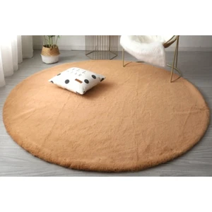 Rex Tavşanı Dekoratif Yuvarlak Post Halı Camel (Tüy Yüksekliği 22 Mm)