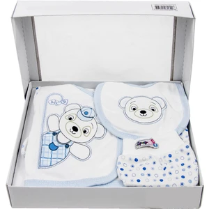 Yeni Doğan Erkek Bebek Hastane Çıkışı Kıyafeti 5 Parça Mavi Panda Desenli