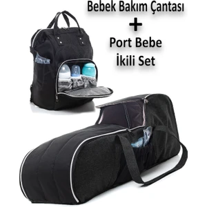 Portbebe Bebek Taşıma ve Anne Bebek Bakım Çantası Set