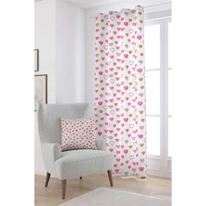 Cango Home Pembe Siyah Modern Kalp Desenli Dijital Baskılı Perde CGH1003-PR