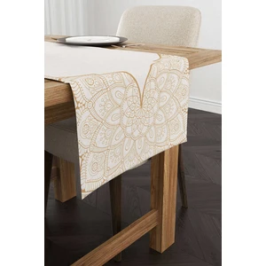 Cango Home Krem Sarı Ramazan Temalı Dekoratif Mandala Desenli Dijital Baskılı Runner CGH1303-2-RN
