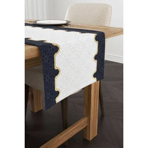 Cango Home Lacivert Beyaz Ramazan Temalı Dekoratif Desenli Dijital Baskılı Runner CGH1312-RN