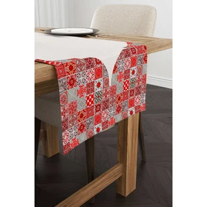 Cango Home Kırmızı Gri Ramazan Temalı Dekoratif Desenli Dijital Baskılı Runner CGH1334-RN