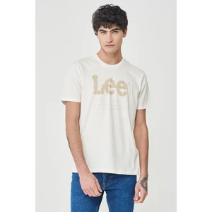 Lee Erkek Beyaz Bisiklet Yaka Tişört