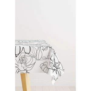 Cango Home Beyaz Siyah Modern Silüet Figür Desenli Dijital Baskılı Masa Örtüsü CGH514-MS