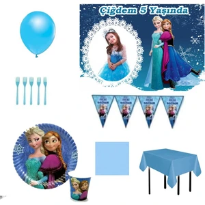 Hayaller Dükkanı 16 Kişilik Elsa Afiş Li Doğum Günü Süsleri Parti Seti