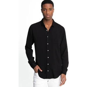 Slim Fit Dar Kesim Uzun Kol Dökümlü Viskon Şık Erkek Gömlek - Tudors