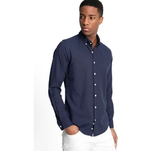Slim Fit Uzun Kol Biyeli Yaka Düğmeli Keten Erkek Gömlek - Tudors