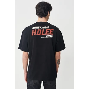 Loose Fit Erkek Siyah Bisiklet Yaka Tişört