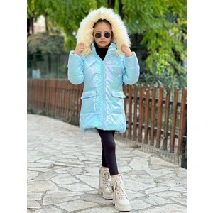 Burçak Butik Kız Çocuk Parlak / Şapka / Ithal Kürk Mont