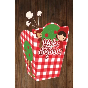 Neşeli Günlerim Kırmızı Başlıklı Kız Konseptli Popcorn (Mısır) Kutusu *8'li